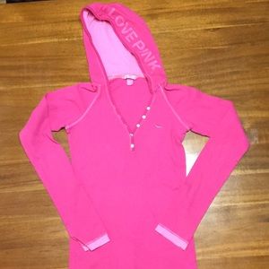 EUC Victoria’s Secret PINK Henley with Hood